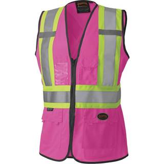 Pioneer Safety Vest for Women With Pockets - Hi -Vis Reflective Tape - To Construction - Pink