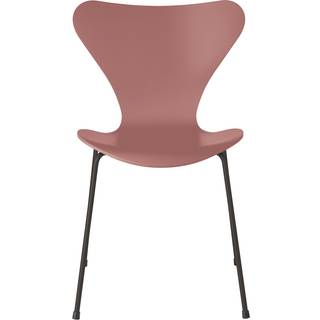 Fritz Hansen - Series 7 stol 3107 bøgefiner stålstel varm grafit wild rose - Spisebordsstole - Arne Jacobsen - Lyserød - Metal/Træ