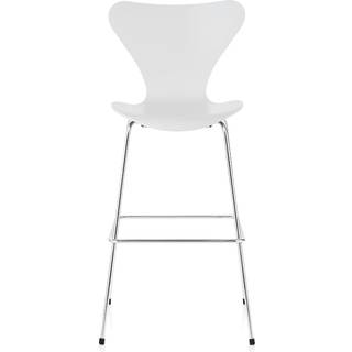 Fritz Hansen - 3187 Sjuan, Lackerad bokfanér, Vit - Barstole og bartaburetter - Arne Jacobsen - Hvid - Metal/Træ