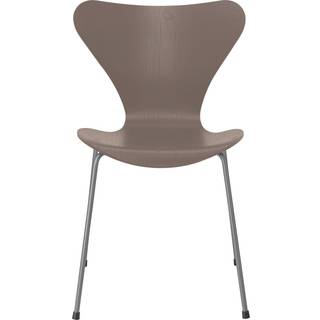 Fritz Hansen - Series 7 stol 3107 farvet askefiner stålstel sølvgrå deep clay - Spisebordsstole - Arne Jacobsen - Beige,Grå - Metal/Træ