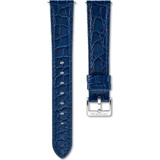 Uhrenarmband, 16 mm Breite, Leder mit Ziernähten, Blau, Edelstahl