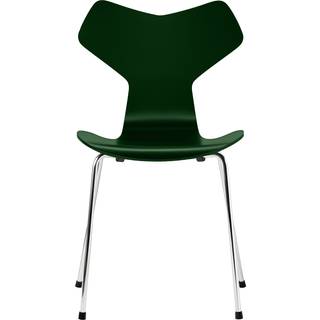 Fritz Hansen - 3130 Grand Prix, Lackad, Evergreen, Underrede Förkromat Stål - Spisebordsstole - Arne Jacobsen