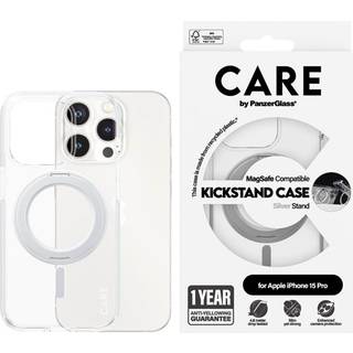 CARE by PanzerGlass iPhone 15 Pro Feature Kickstand Cover - MagSafe Kompatibel - Transparent / Silver