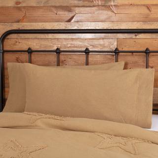 VHC Brands Burlap m/fronteret ruffle -samling 100% bomuldspude case koordinerende bondeg?rd senget?j 3 farvevalg standard eller konge s?t 2 stk.
