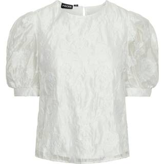Pieces - Hvid - Pcnala 2/4 Jaquard Top - Small