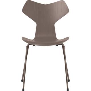 Fritz Hansen - 3130 Grand Prix, Färgad Ask, Deep Clay, Underrede Brown Bronze - Spisebordsstole - Arne Jacobsen - Beige - Metal/Træ