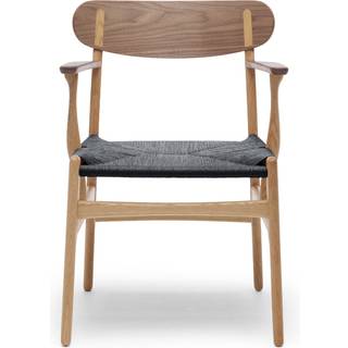 Carl Hansen - CH26, Oljad Ek  Valnöt, Svartflätat papperssnöre - Spisebordsstole - Hans J. Wegner - Træ farvet - Træ
