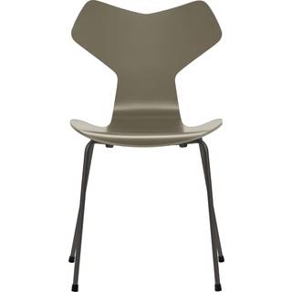Fritz Hansen - Grand Prix 3130 Olive Green Lackad/Warm Graphite - Spisebordsstole - Arne Jacobsen - Beige,Grå - Metal/Træ