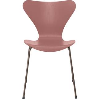 Fritz Hansen - Series 7 stol 3107 farvet askefiner stålstel brun bronze wild rose - Spisebordsstole - Arne Jacobsen - Lyserød - Metal/Træ
