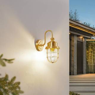 Udendørs væglampe Adalie Lindby, dæmpbar, Messing/guld, Rustfrit stål, Herregårds/rustik,