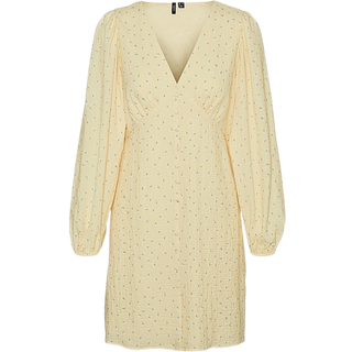VERO MODA Vmamanda LS V-Neck short dress Yellow Mellow AOP:Fl M