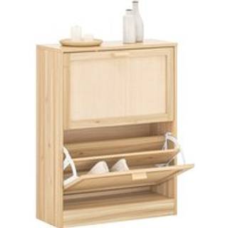 SoBuy Skoskab i natur bambus med 2 klapdøre - 60x80x24 cm