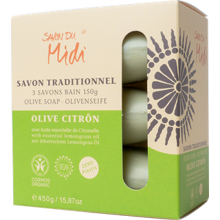 Olivensæbe med citrongræsolie - Savon du midi Økologisk - 450 gram