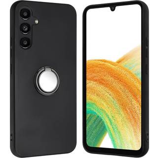 EIDERWOOD Samsung Galaxy S24 FE Fleksibelt Plastik Bagside Cover m. Magnetisk Ring Kickstand - Sort m. Sort Ring