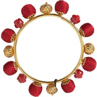 Dolce & Gabbana Gold Brass Red RUNWAY Sicilia Natale Roses Bracelet