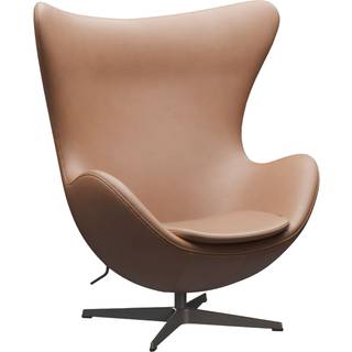Fritz Hansen - 3316 Ägget, Rustic Leather Warm graphite - Drejelænestole - Arne Jacobsen - Læder/Metal/Skum