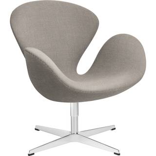 Fritz Hansen - 3320 Svanen Fåtölj, Light Beige 1120 Christianshavn Fabric, Snurrbar stjärnfot - Drejelænestole - Arne Jacobsen - Beige - Metal/Skum/Uld