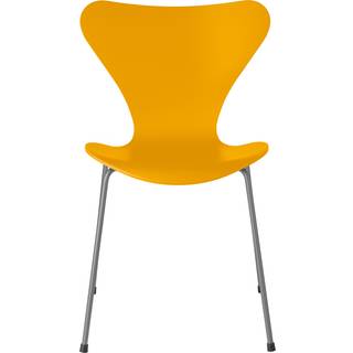 Fritz Hansen - Series 7 stol 3107 bøgefiner stålstel sølvgrå true yellow - Spisebordsstole - Arne Jacobsen - Gul - Metal/Træ