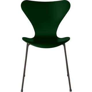 Fritz Hansen - Series 7 stol 3107 bøgefiner stålstel varm grafit evergreen - Spisebordsstole - Arne Jacobsen - Grøn - Metal/Træ