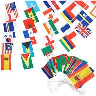 80 fod internationale verdensflag med 100 lande hngende multikulturelle festdekorationer og klassevrelsesindretning (5,2 x 8,2 tommer flag)