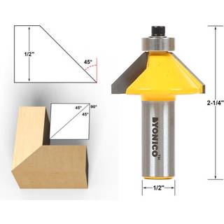 Yonico Chamfer Router Bits Edge Formende 45 graders 1/2-tommer skaft 13906