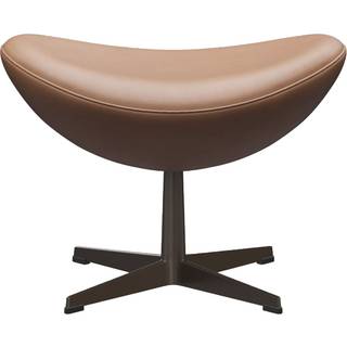 Fritz Hansen - 3127 Ägget Fotpall, Rustic Leather Warm graphite - Fodskamler - Arne Jacobsen - Grå - Læder/Metal/Syntetisk