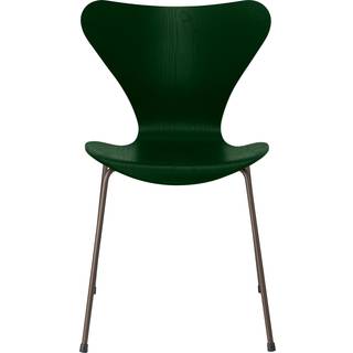 Fritz Hansen - Series 7 stol 3107 farvet askefiner stålstel brun bronze evergreen - Spisebordsstole - Arne Jacobsen - Grøn - Metal/Træ