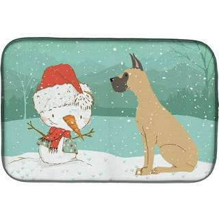 """" Caroline's Treasures beskåret Fawn Dane Snowman Christmas Dish Drying Mat 14 X 21 Multicolor """"