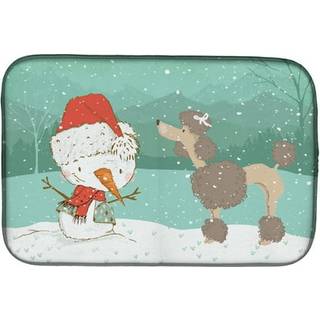 """" Caroline's Treasures Chocolate Poodle Snowman Christmas Dish Drying Mat 14 X 21 """"