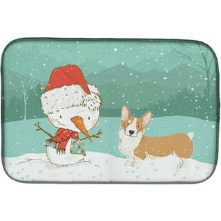 """" Caroline's Treasures Pembroke Corgi Snowman Christmas Dish Drying Mat 14 X 21 Multicolor """"