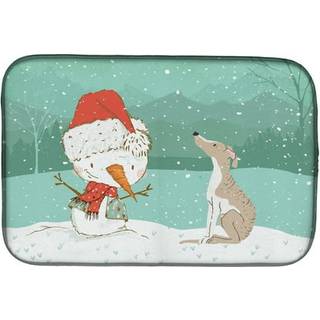 """" Caroline's Treasures Whippet Snowman Christmas Dish Drying Mat 14 X 21 """"