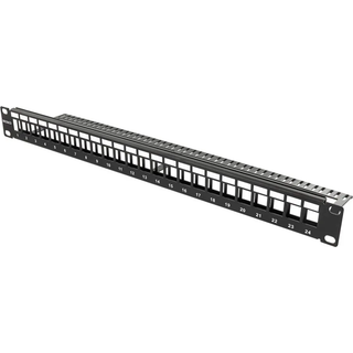 Deltaco Patchpanel 24 porte uden stik kabelstøtte 1U