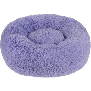 Bedste k?ledyrsartikler Rund donut-hundeseng med plys i imiteret pelsstof, beroligende anti-angstpude til indend?rs k?ledyr Skridsikker base Bl?d