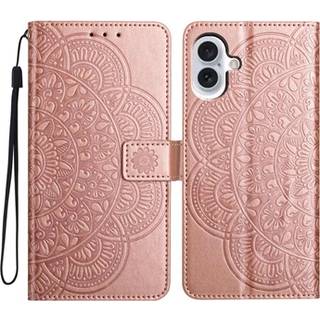 iPhone 16 Mandala Series Etui med Pung - Rødguld