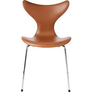 Fritz Hansen - 3108 Liljan, Läder, Grace Walnut - Spisebordsstole - Arne Jacobsen - Brun - Læder/Metal/Træ