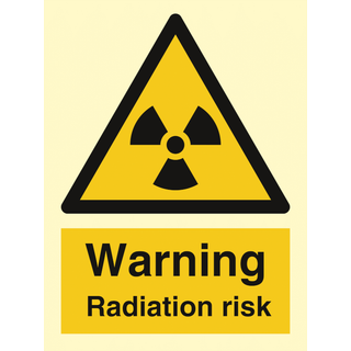 Danger radiation risk - Efterlysende plast HI150 - 200 x 150 mm