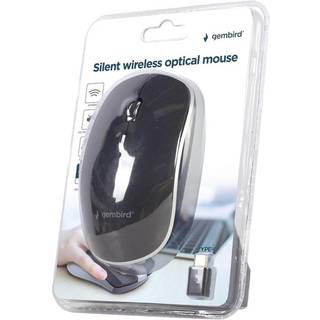 Gembird Silent wireless optical mouse - USB-C receivcer - Mus - Optisk - 4 knapper - Sort