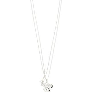Pilgrim Silver Zhuri Flower Necklace 2 in 1 Set - Silver - 40cm