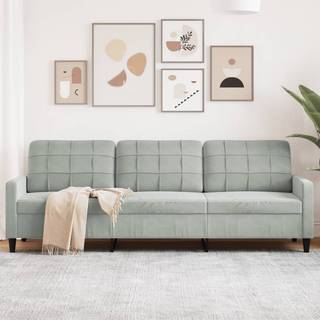 3-Personers Sofa Fløjl - 210 cm / Lysegrå