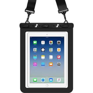 Universal Tablet 25,5x21cm Vandtæt Cover m. Skulderstrop - Sort / Gennemsigtig