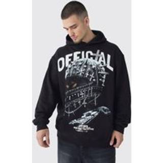 Mens Black Tall Oversized Official Balaclava Print Hoodie