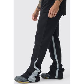 Mens Black Regular Fit Stacked Fit Gusset Jogger