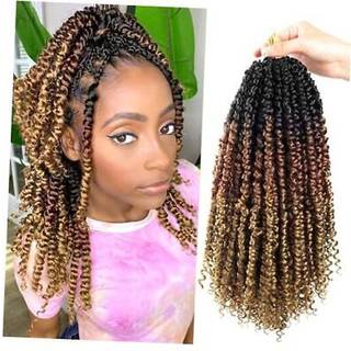 Bileaf Passion Twist h?klet h?r 8 pakker forud for snoet h?klet h?r til kvindelige piger og b?rn 14 tommer pr?-looped passion twist h?r h?klet vr