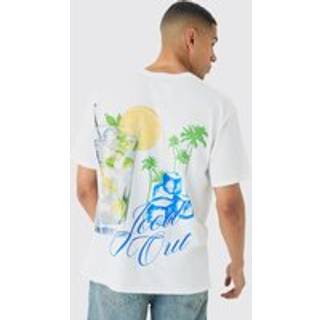 Mens White Oversized Iced Out Back Print T-Shirt