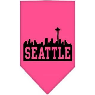 Seattle Skyline Screen Print Bandana Bright Pink Small