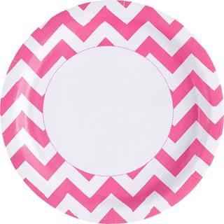 Pinke Zick-Zack Pappteller 8 St.