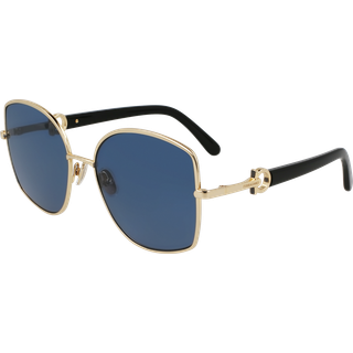 Ferragamo Kvinde SF304SN 738 Solbriller Metal Guld Rund Normal Normal