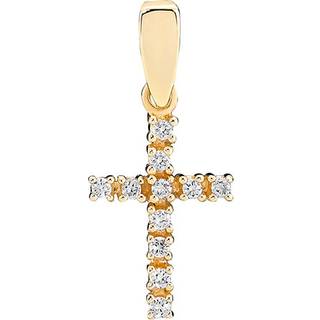 Lund Copenhagen 14 kt guld kors vedhæng med diamanter 16x9mm