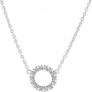 Lund Copenhagen 14 kt. hvidguld diamant halskæde med cirkel 0,21ct W.SI