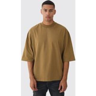 Mens Green Oversized Extended Neck Heavy T-shirt